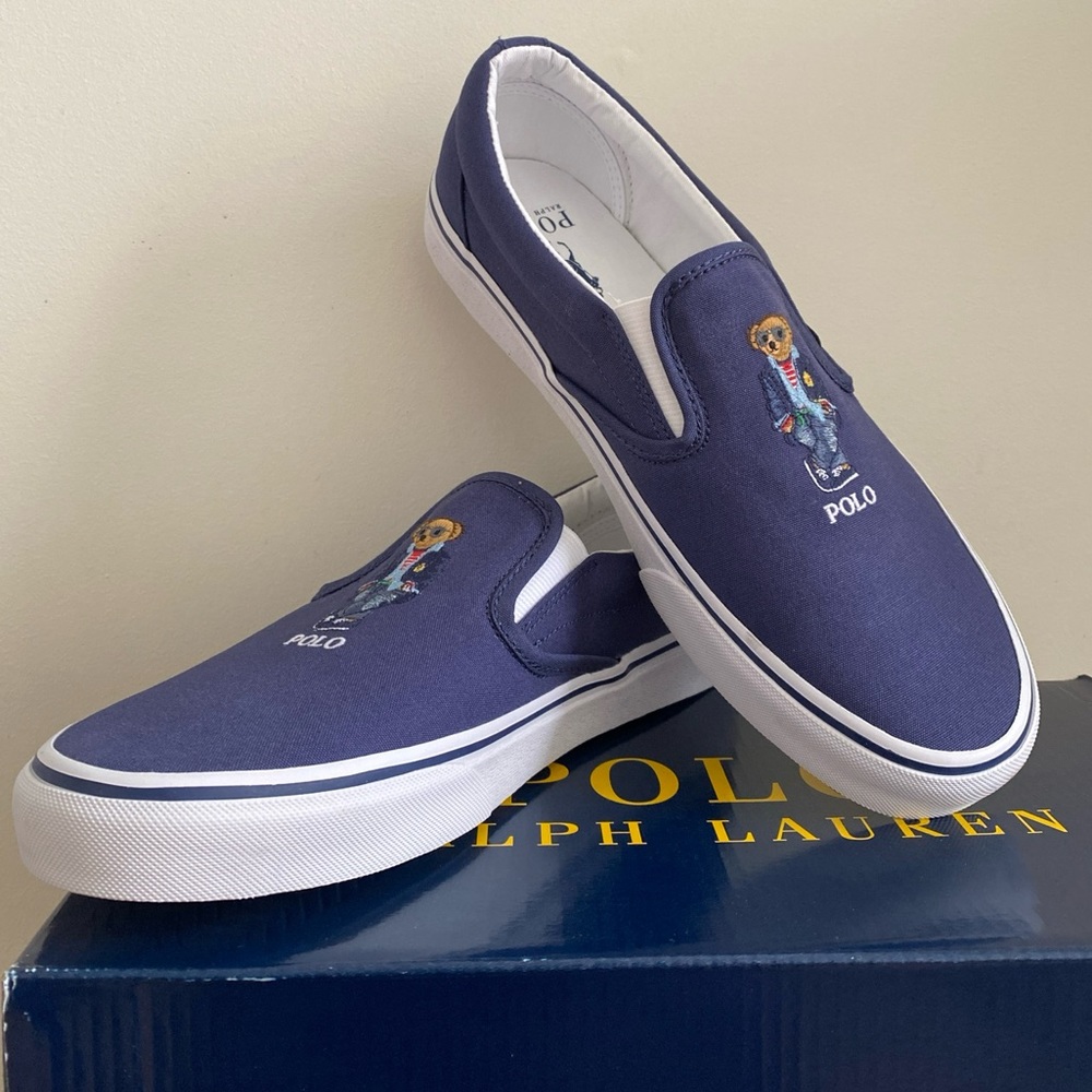 POLO Ralph Lauren Polo Big Bear Keaton Slip On Sneaker Navy Men's 10.5
